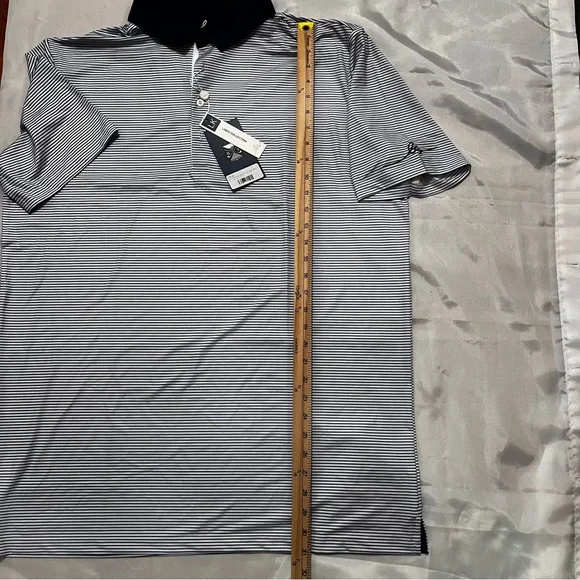 Boston Scott Men’s Stretch Golf Polo Shirt Blue/White Striped Sz XXL NWT - Picture 8 of 8
